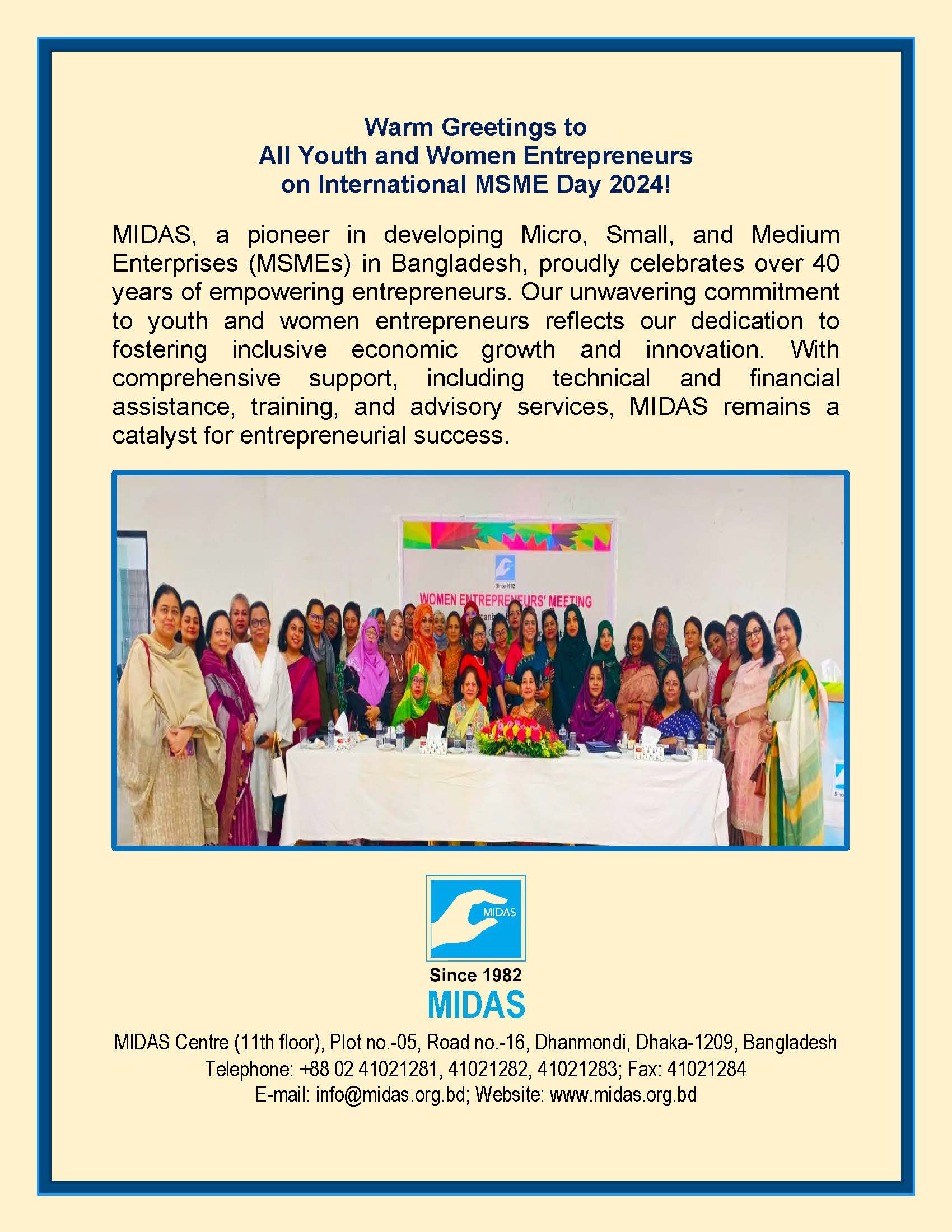 Warm Greetings to All Youth and Women Entrepreneurs on International MSME Day 2024!