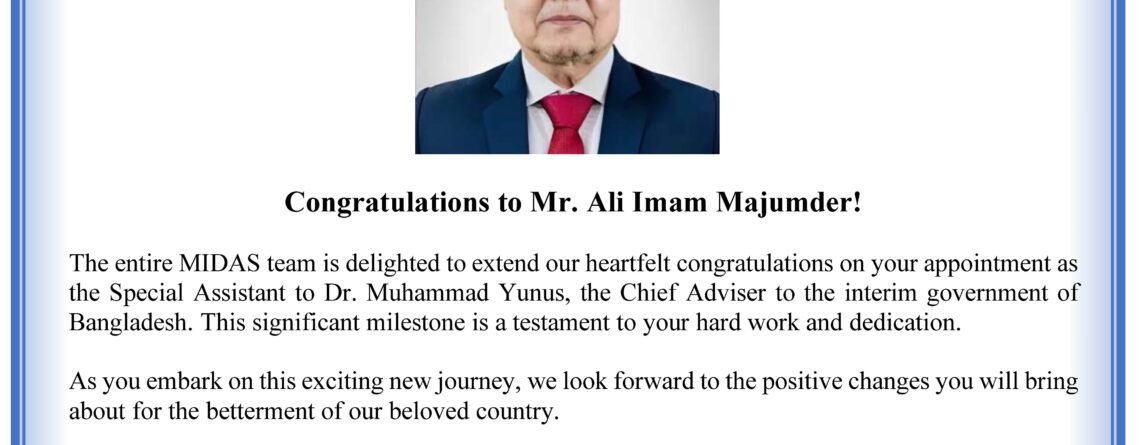 Congratulations to Mr. Ali Imam Majumder!